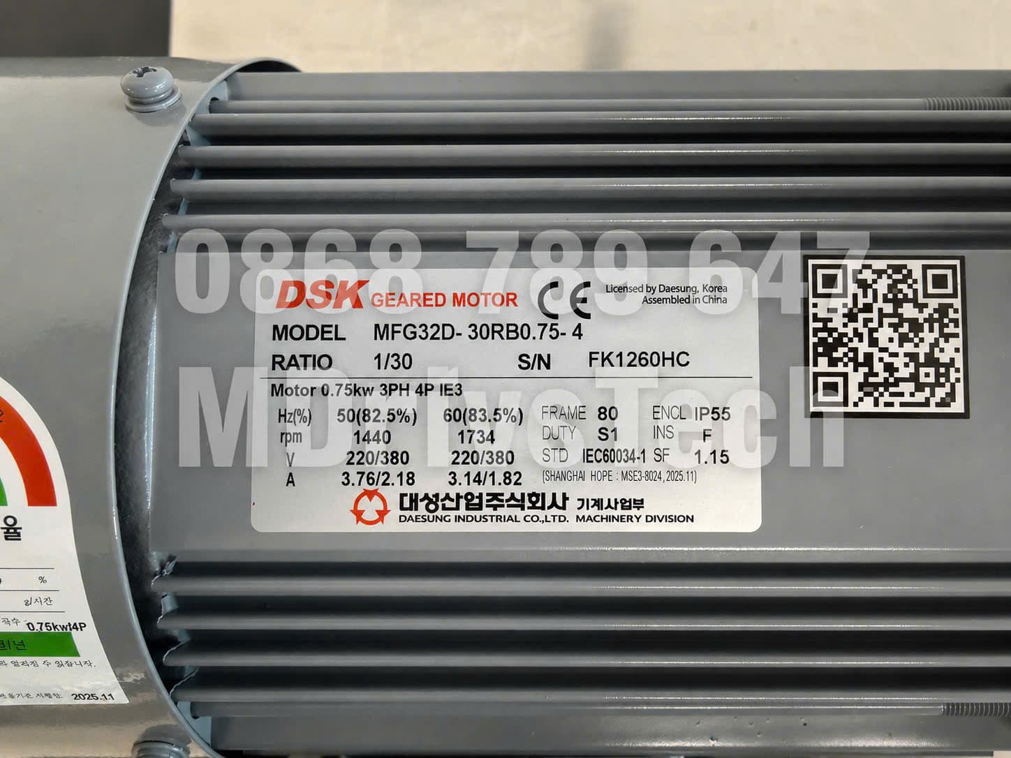 Động cơ giảm tốc chân đế (0.75kw) MFG32D-30RS0.75-4 — ảnh 2